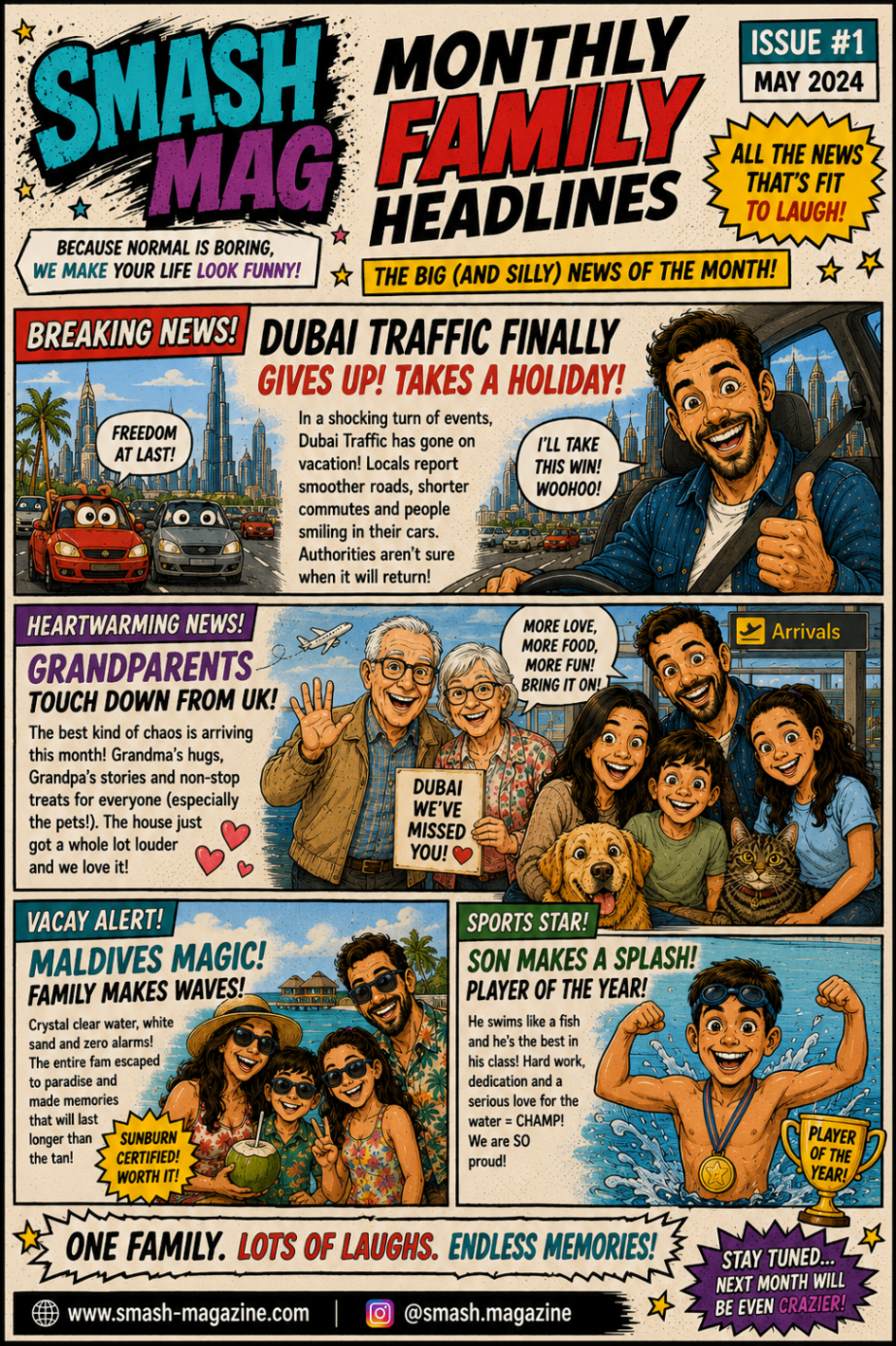 Family Headlines magazine page